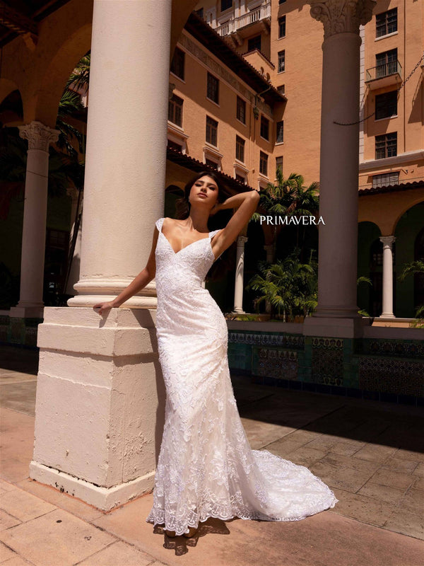 Primavera Couture 11107 Long Bridal Gown Floral Lace Wedding Dress