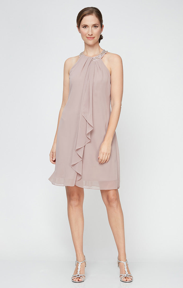 Cocktail Dresses Short Beaded Ruffle Cocktail Dress Cashmere