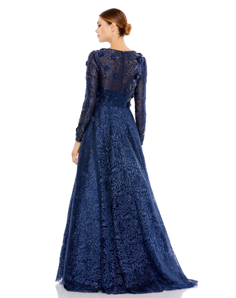 Mac Duggal A11121 Long Sleeve A Line Formal Prom Dress