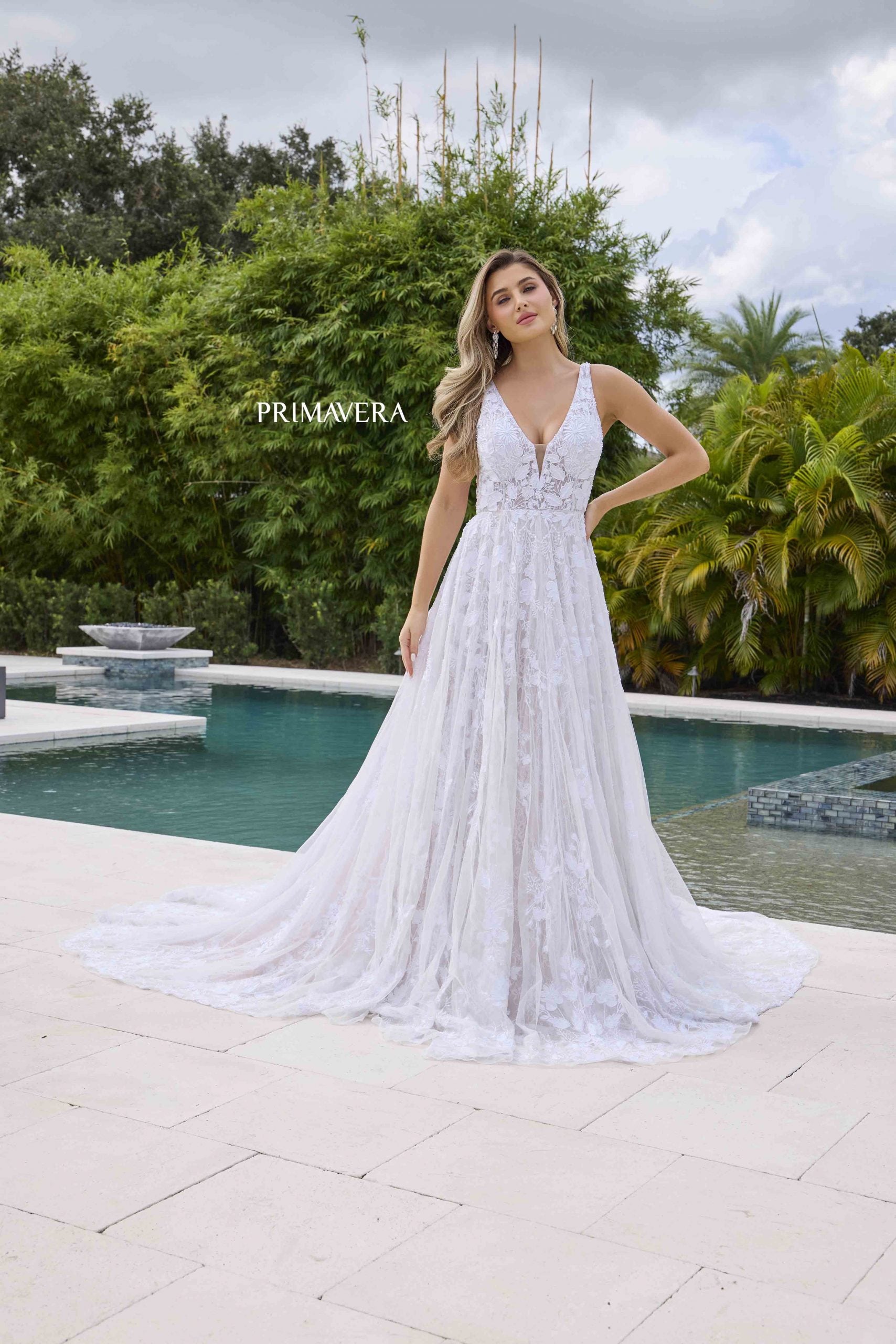 Wedding Dresses Long Lace A Line Bridal Wedding Dress Primavera Couture 11141 Ivory