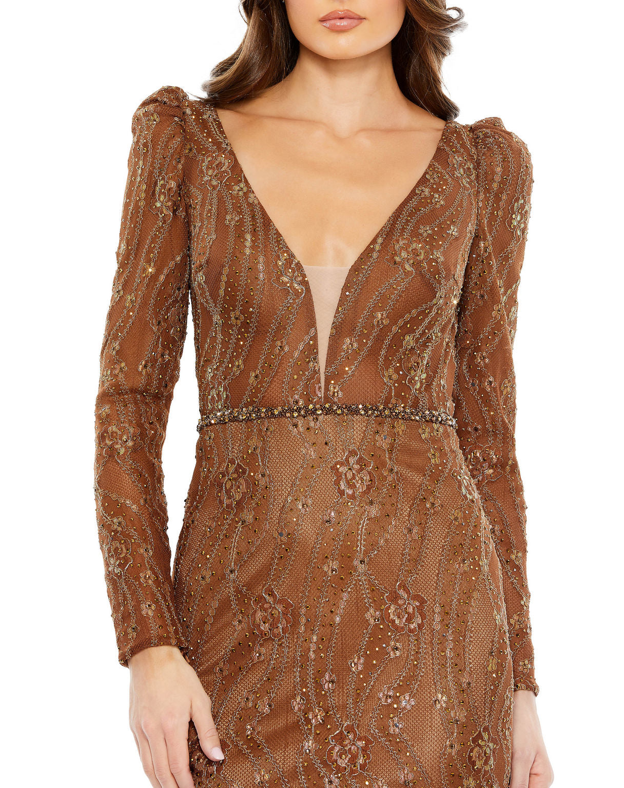 Mac Duggal 11159 Long Sleeve Beaded Formal Prom Dress