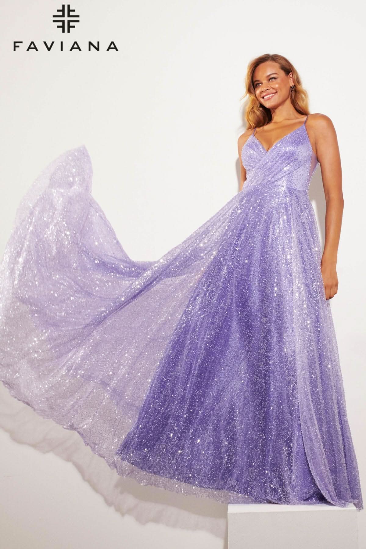 Faviana 11203 Prom A Line Long Formal Sequin Pocket Dress