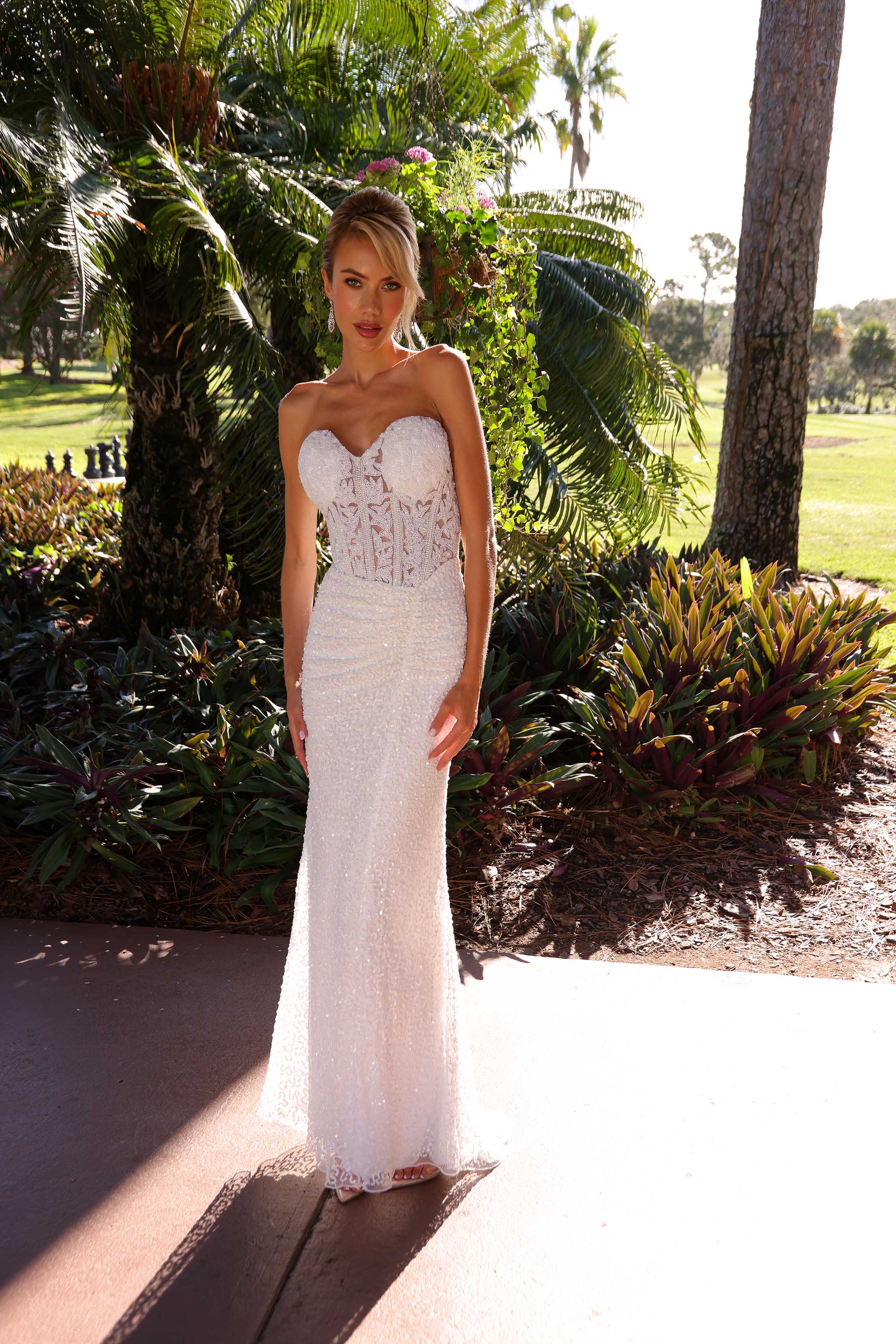 Wedding Dresses Long Lace Fitted Corset Bridal Wedding Dress Primavera Couture 11204 Ivory