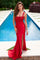 Prom Dresses Beaded Long Formal Slit Prom Dress Red