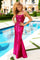 Prom Dresses Beaded Applique Long Fitted Formal Prom Dress Raspberry