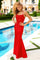 Prom Dresses Beaded Applique Long Fitted Formal Prom Dress Red