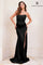 Prom Dresses Long Slit Formal Beaded Applique Prom Dress Black