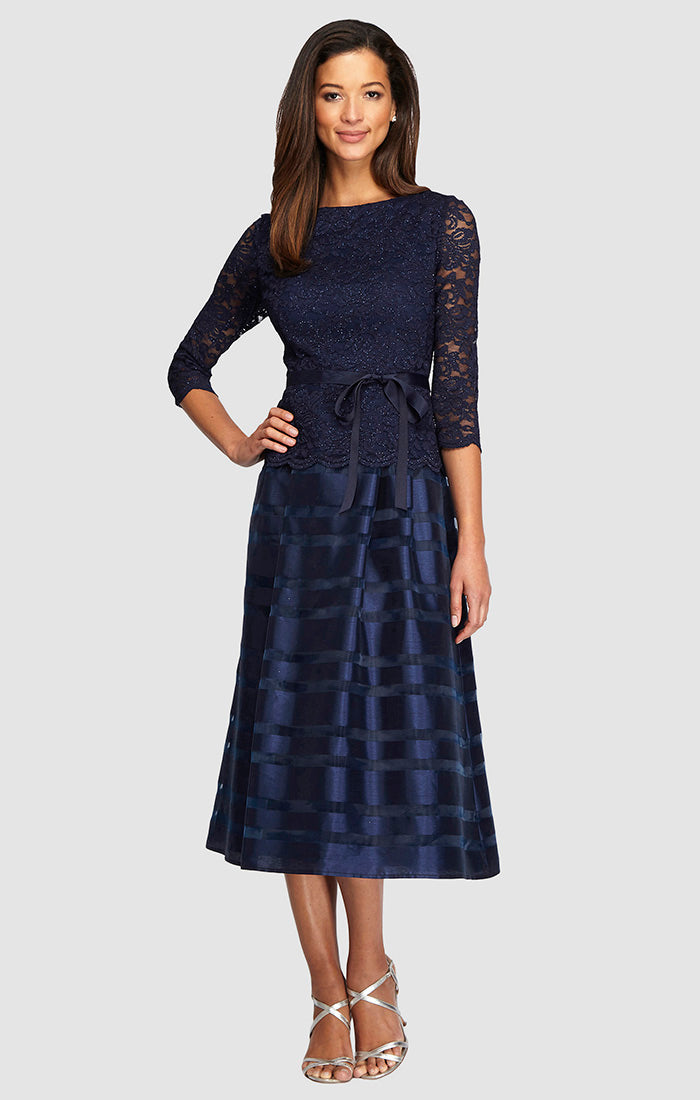 Mother of the Bride Dresses Short Lace Tea Length Mother of the Bride Dress Navy