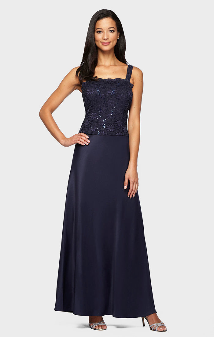 Alex Evenings 1121198 A Line Long Mother of the Bride Sequin Lace Jacket Dress