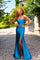 Prom Dresses Fitted Slit Long Formal Evening Prom Dress  Ink Blue