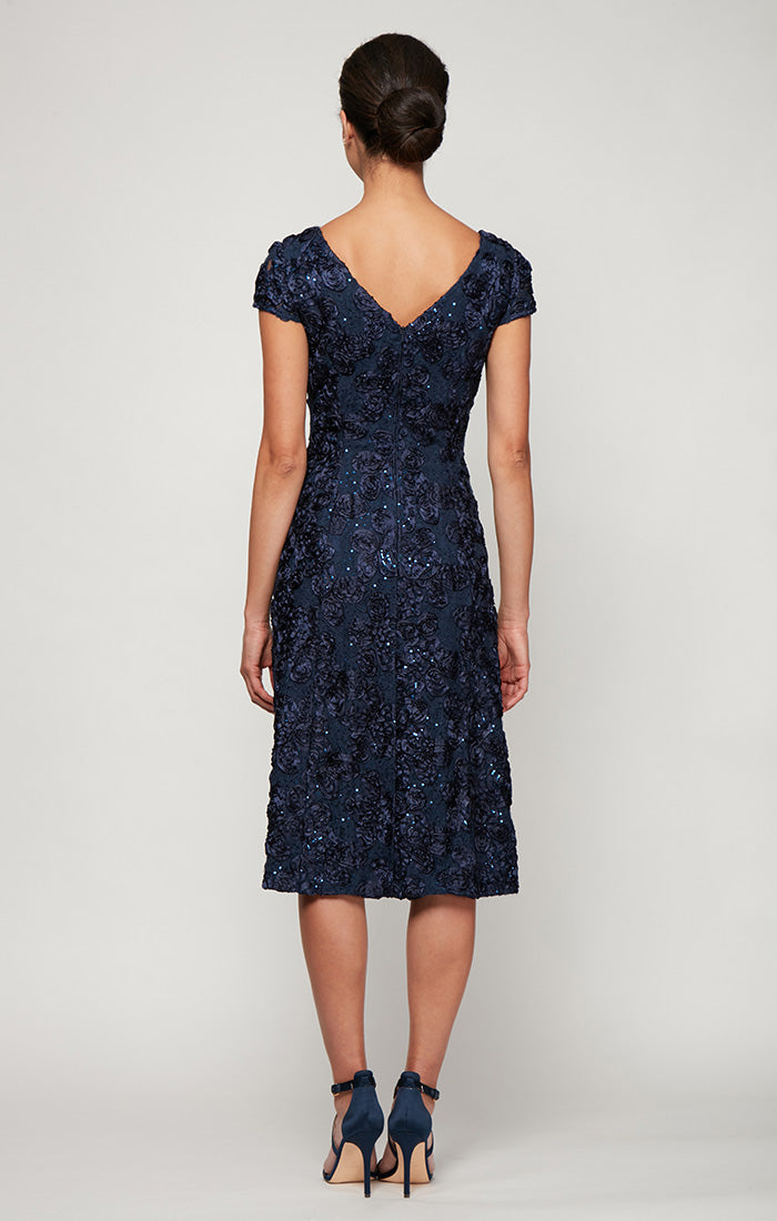 Alex Evenings 1121570 Short Cocktail Lace Tea Length Sequin Dress