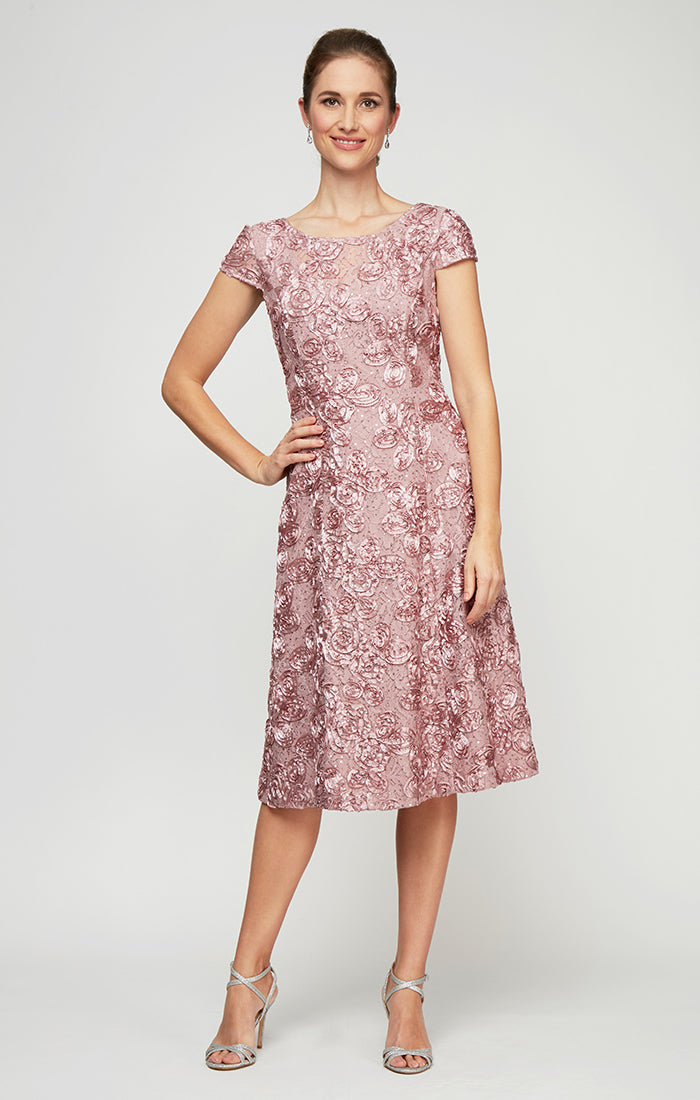 Alex Evenings 1121570 Short Cocktail Lace Tea Length Sequin Dress