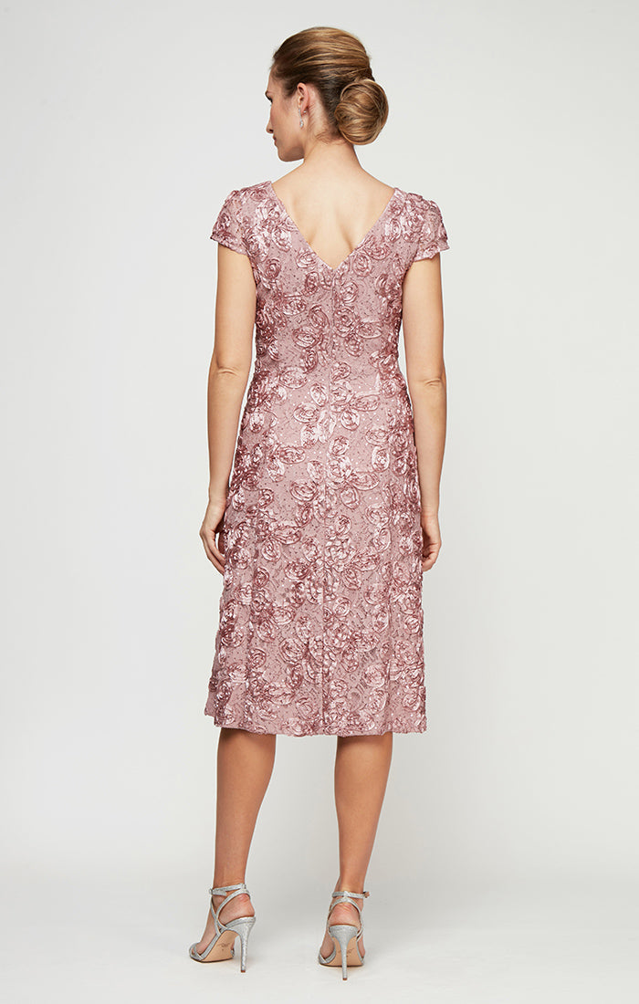 Alex Evenings 1121570 Short Cocktail Lace Tea Length Sequin Dress