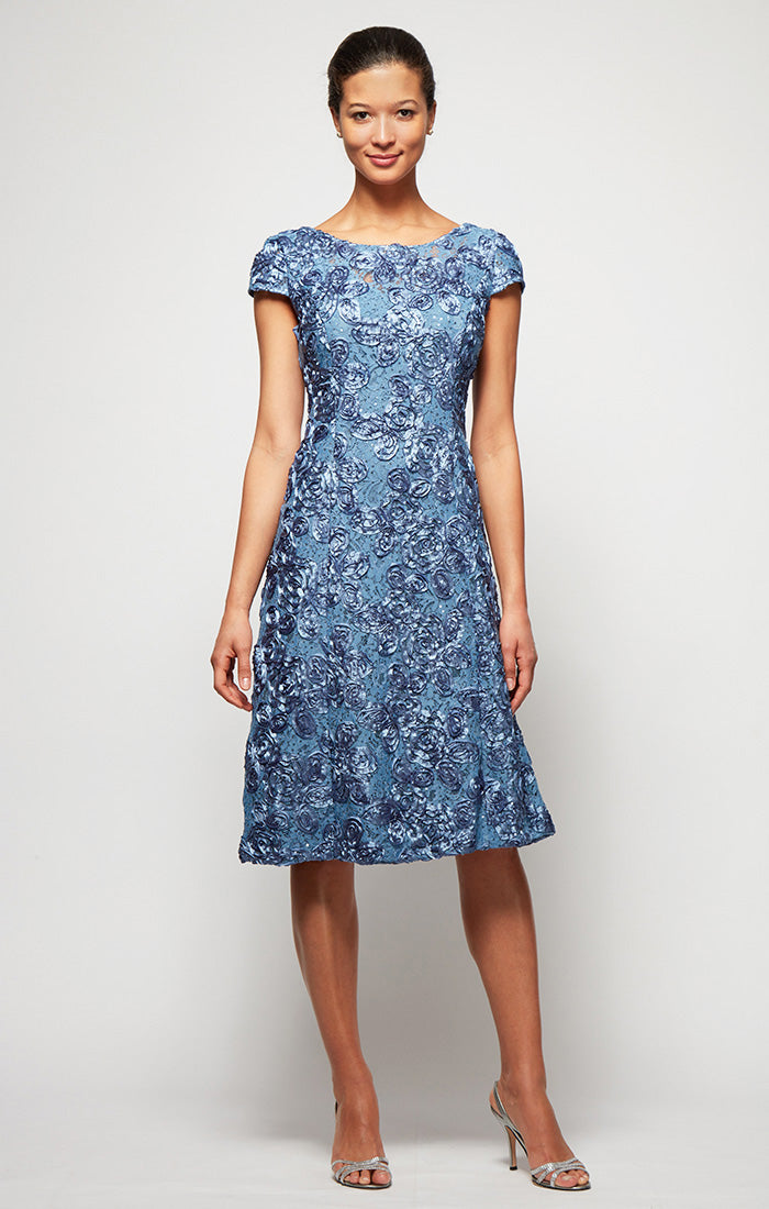 Alex Evenings 1121570 Short Cocktail Lace Tea Length Sequin Dress