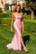 Prom Dresses Fitted Slit Long Formal Evening Prom Dress Light Pink