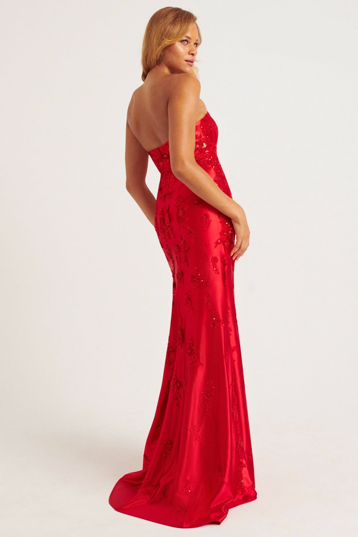 Prom Dresses Long Fitted Formal Applique Prom Dress Red
