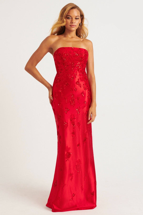 Faviana 11228 Long Fitted Formal Applique Prom Dress
