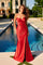 Prom Dresses Pleated Long Formal Evening Prom Dress Red