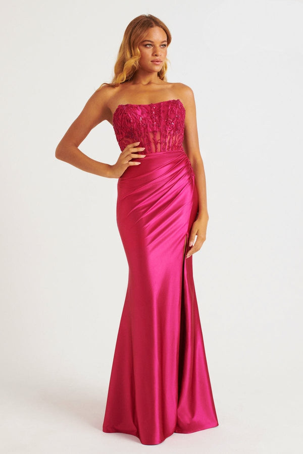 Faviana 11246 Long Beaded Corset Fitted Formal Prom Dress