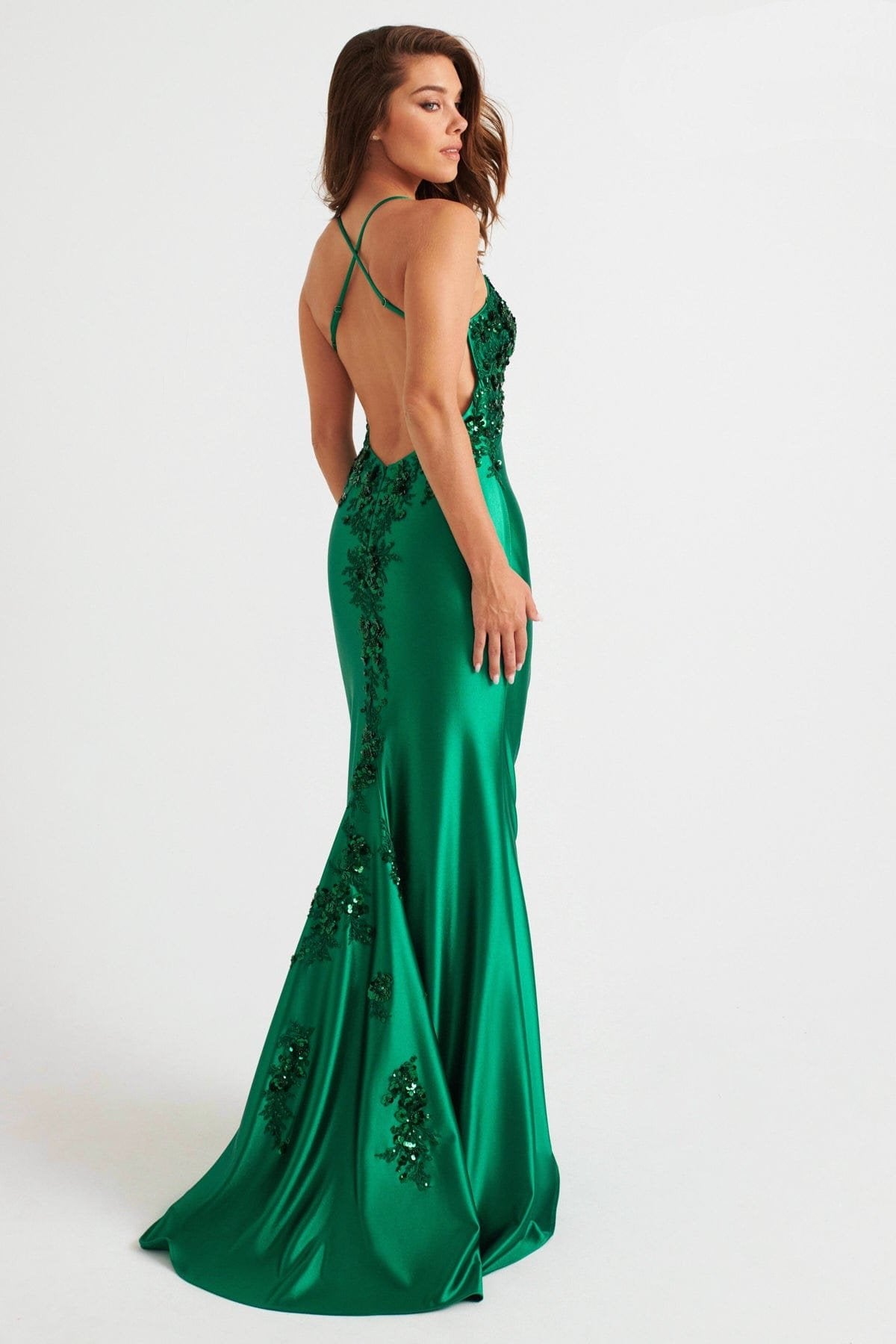 Prom Dresses Long Formal Beaded Prom Evening Dress Dark Emerald