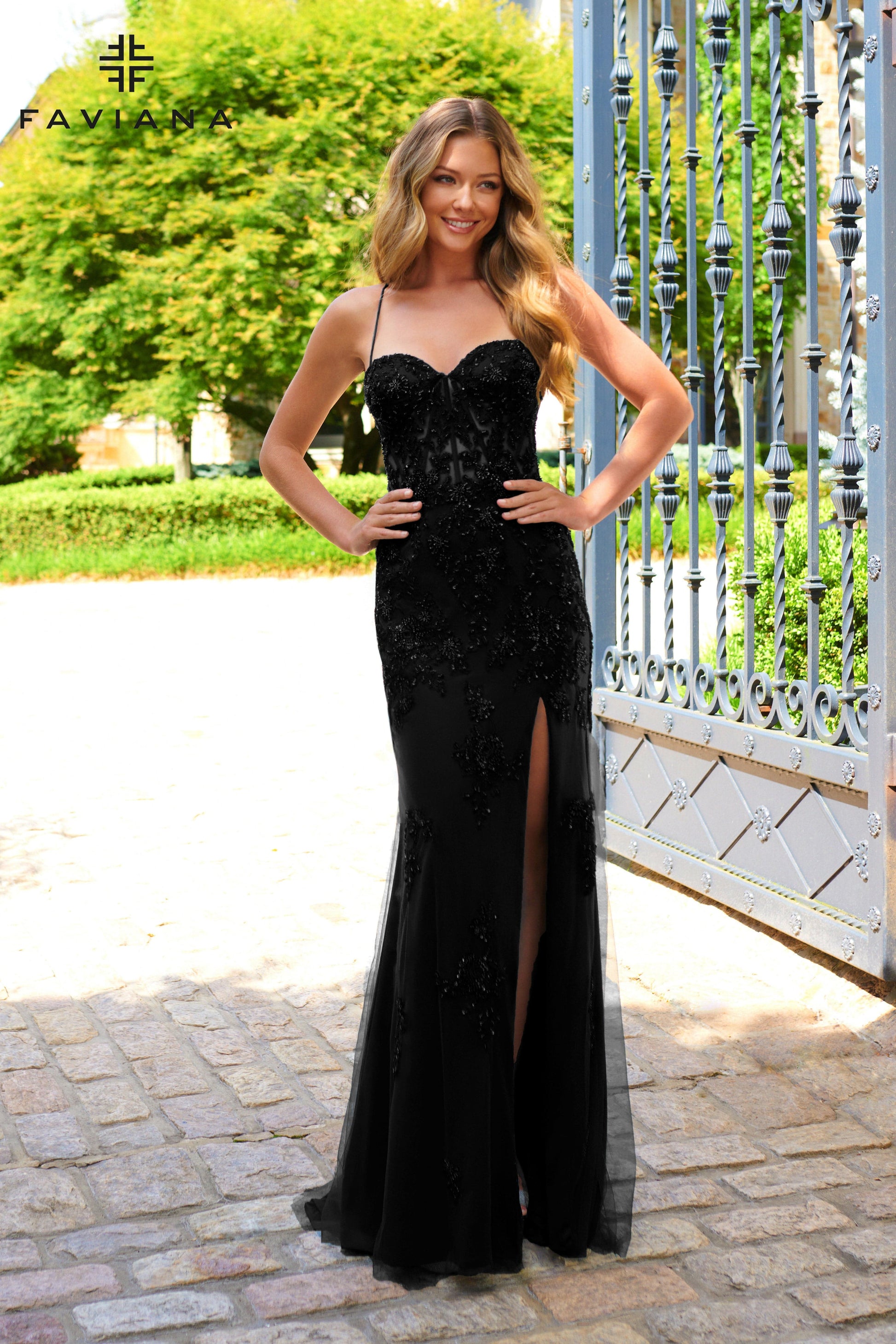 Prom Dresses Prom Long Beaded Lace Applique Formal Dress Black