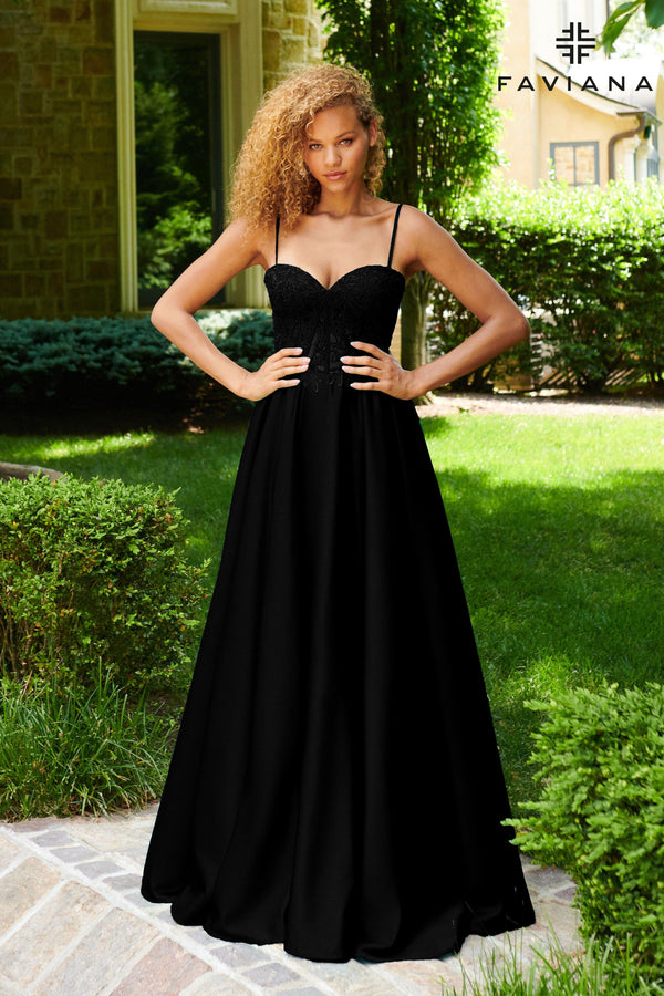 Faviana 11259 Long Formal Lace Ball Gown Prom Dress
