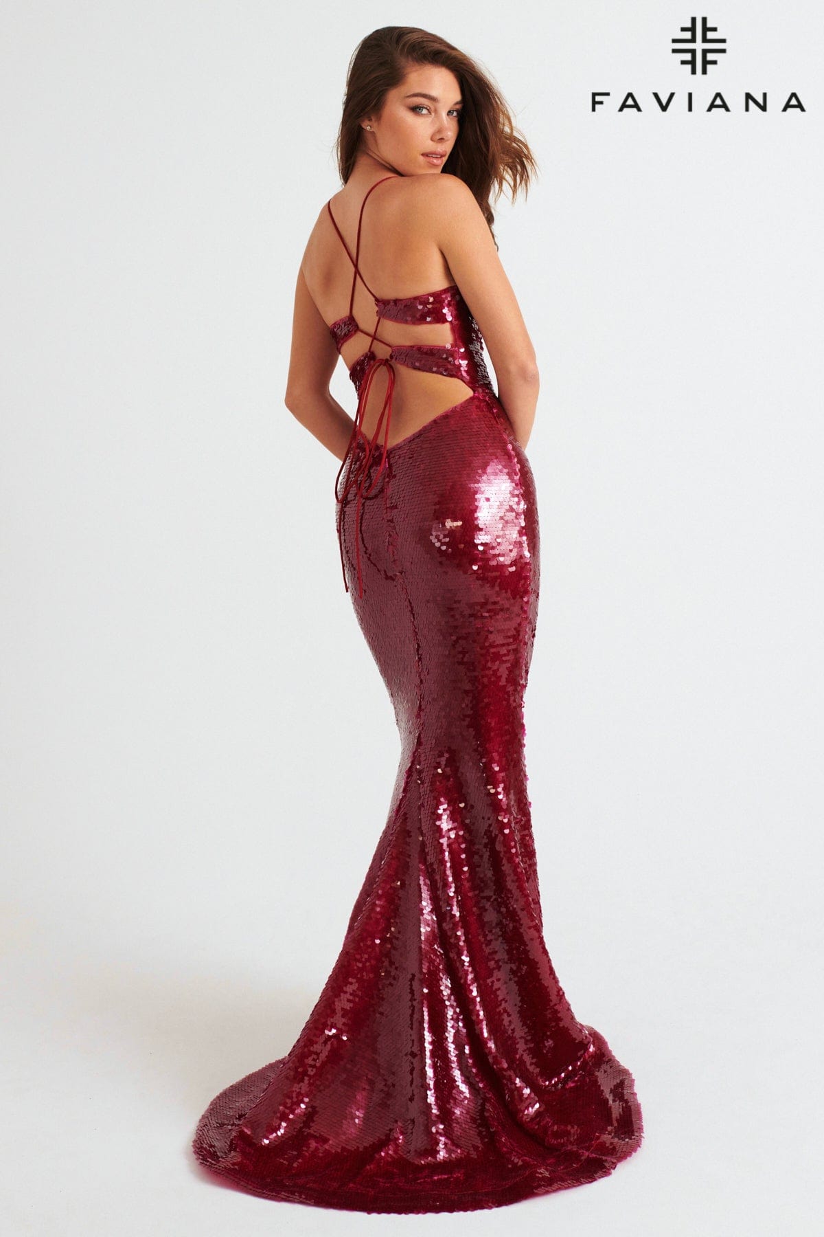 Faviana 11261 Long Formal Fitted Sequin Prom Dress