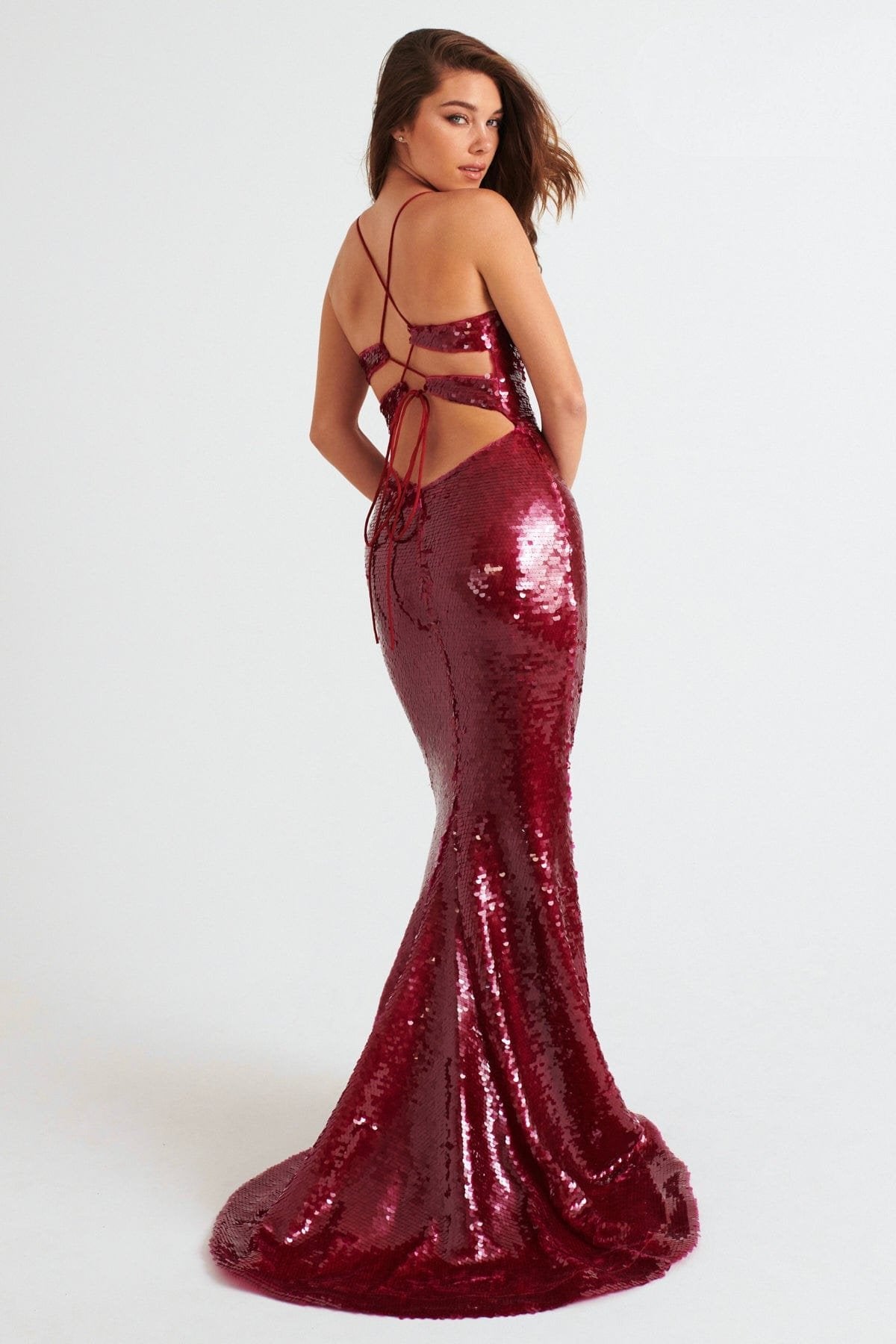 Prom Dresses Long Formal Fitted Sequin Prom Dress Raspberry