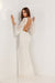 Prom Dresses Long Sleeve Formal Prom Floral Bead Pattern Dress Ivory