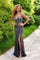 Prom Dresses Beaded Slit Long Formal Fitted Prom Dress Black/Silver