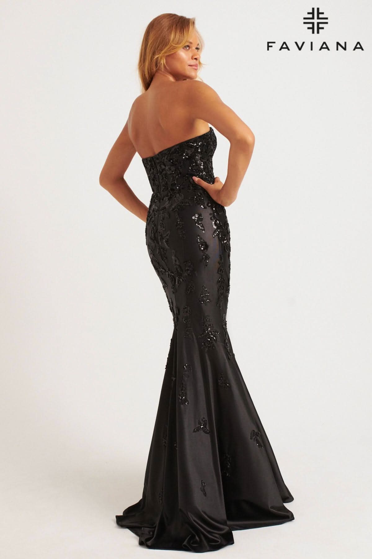 Faviana 11271 Prom Long Mermaid Sequin Applique Formal Dress
