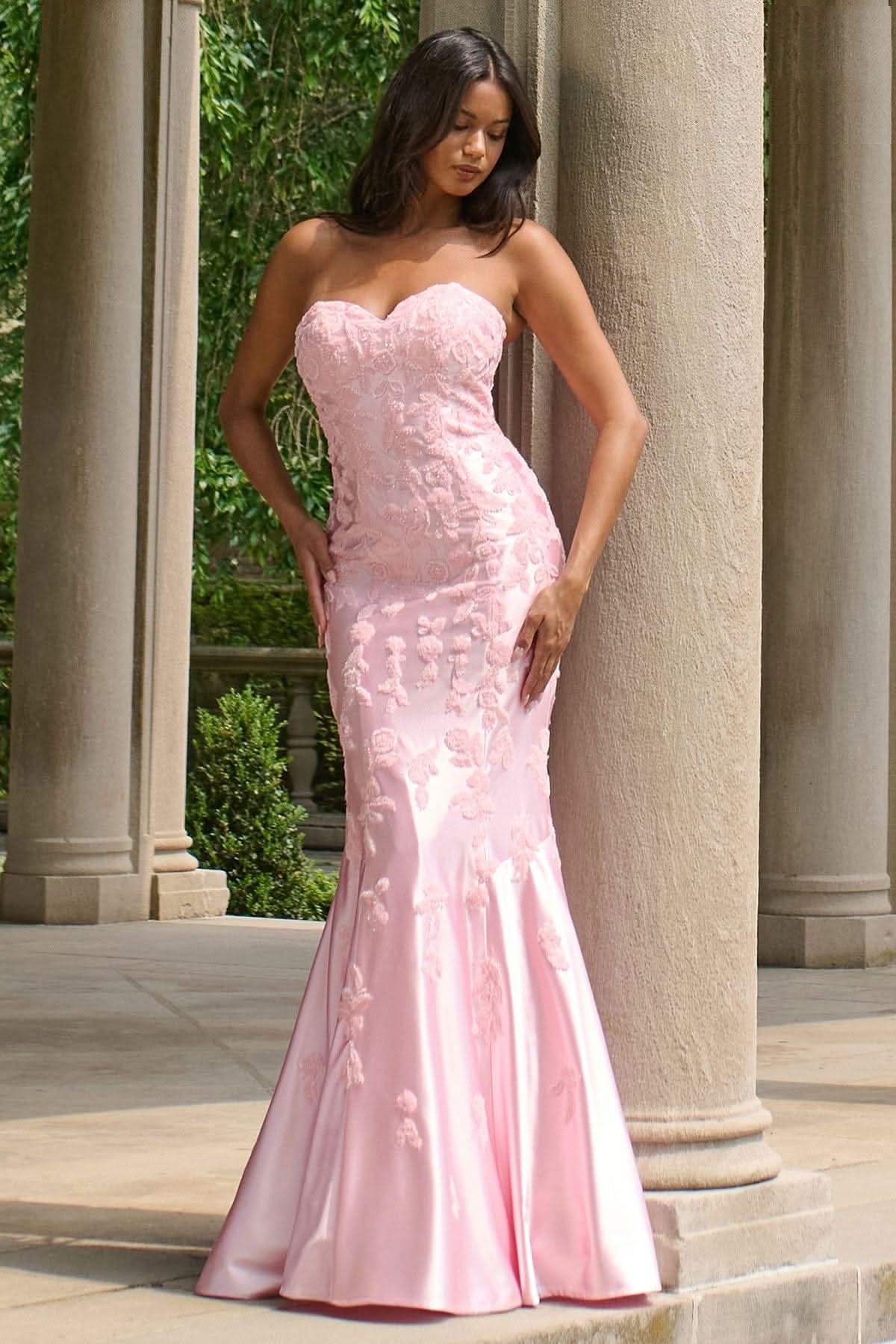 Prom Dresses Prom Long Mermaid Sequin Applique Formal Dress Light Pink
