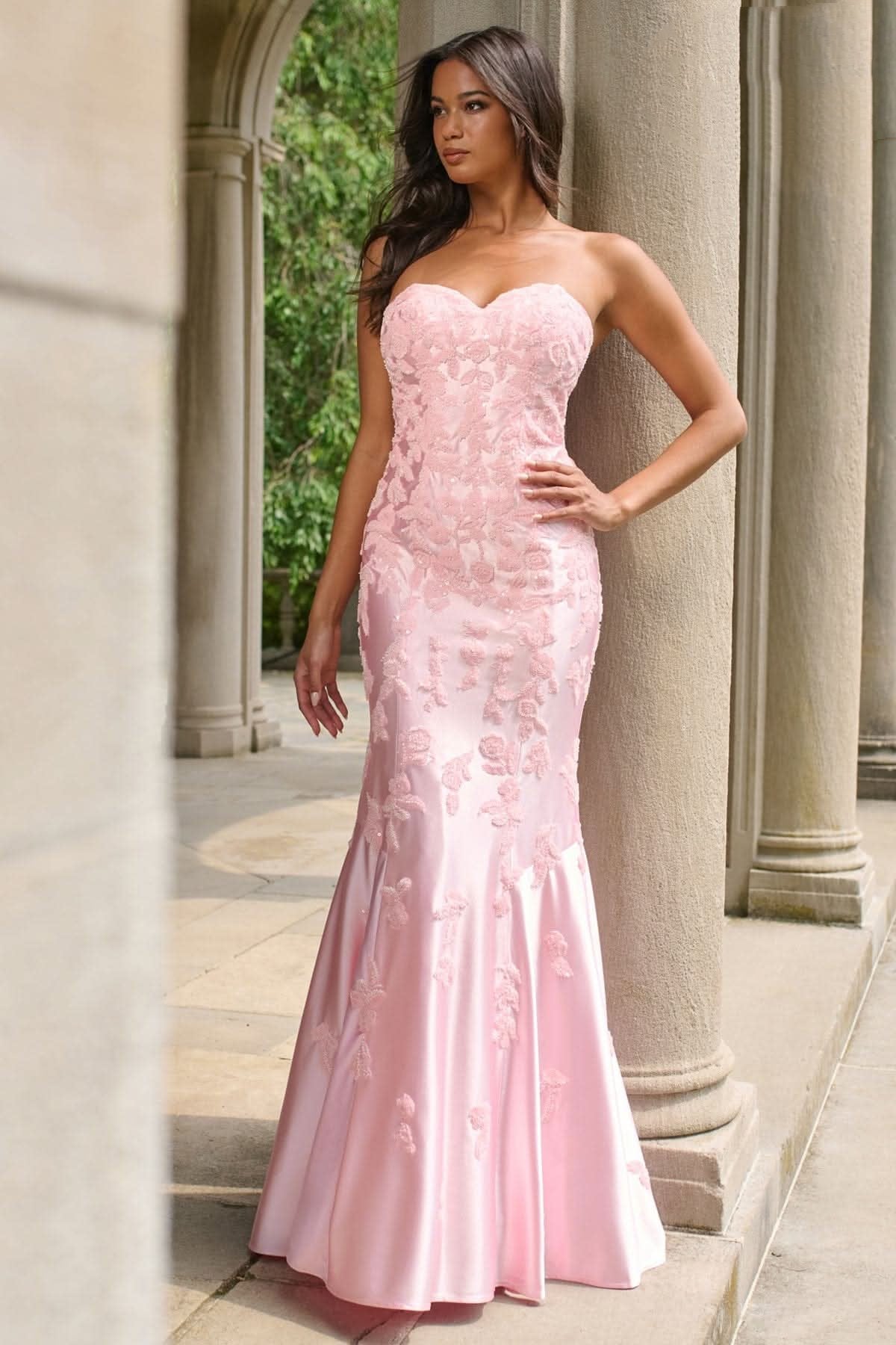 Prom Dresses Prom Long Mermaid Sequin Applique Formal Dress Light Pink