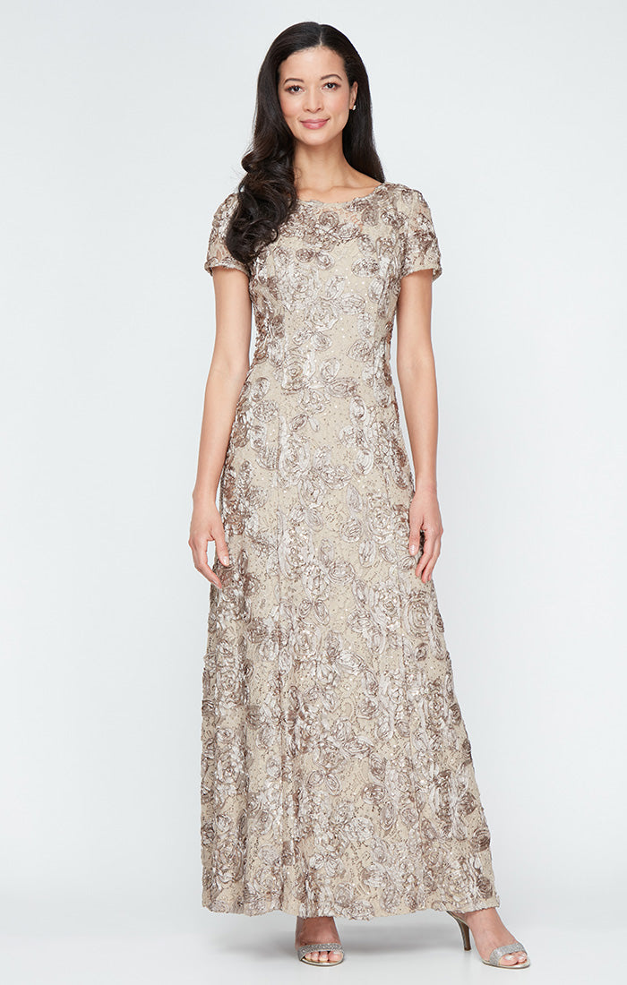 Alex Evenings Rosette A-Line Gown - Periwinkle Blue - Size 6 Alex Evenings Rosette A-Line Gown - Periwinkle Blue - Size 6