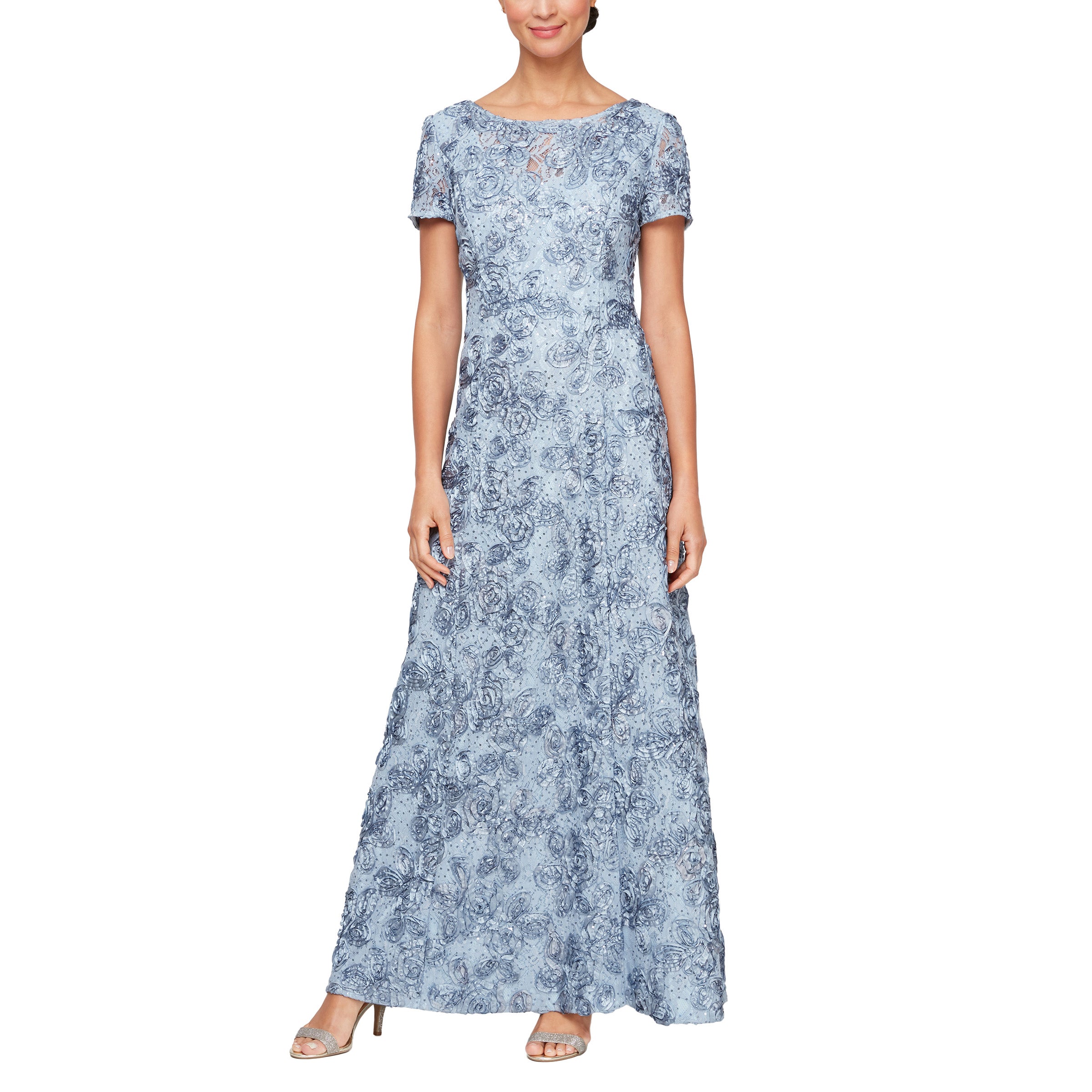 Champagne Alex Evenings AE112788 Long Mother of the Bride Dress