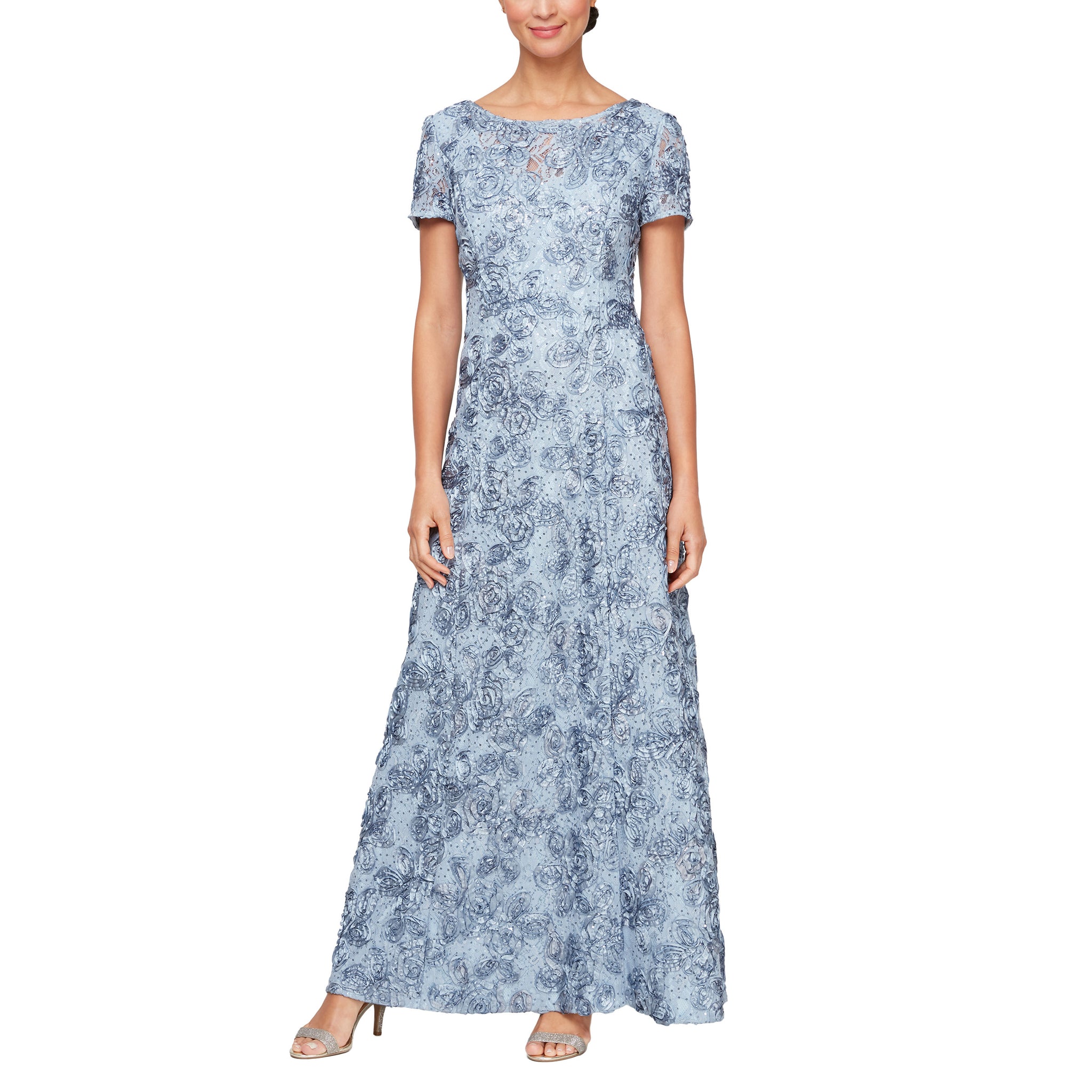 Champagne Alex Evenings AE112788 Long Mother of the Bride Dress for