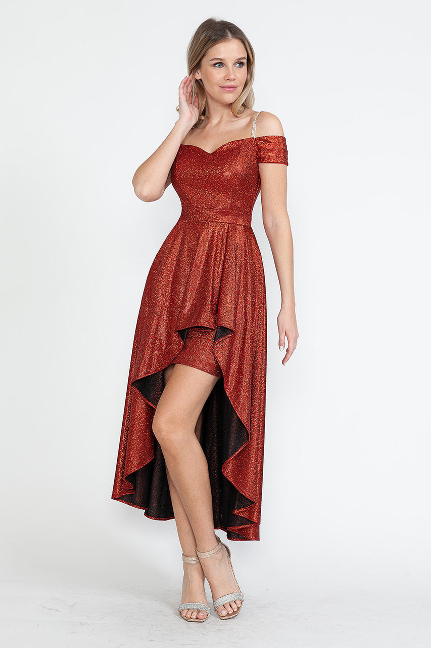 Cocktail Dresses High Low Metallic Cocktail Dress Lenovia 5290 Wine