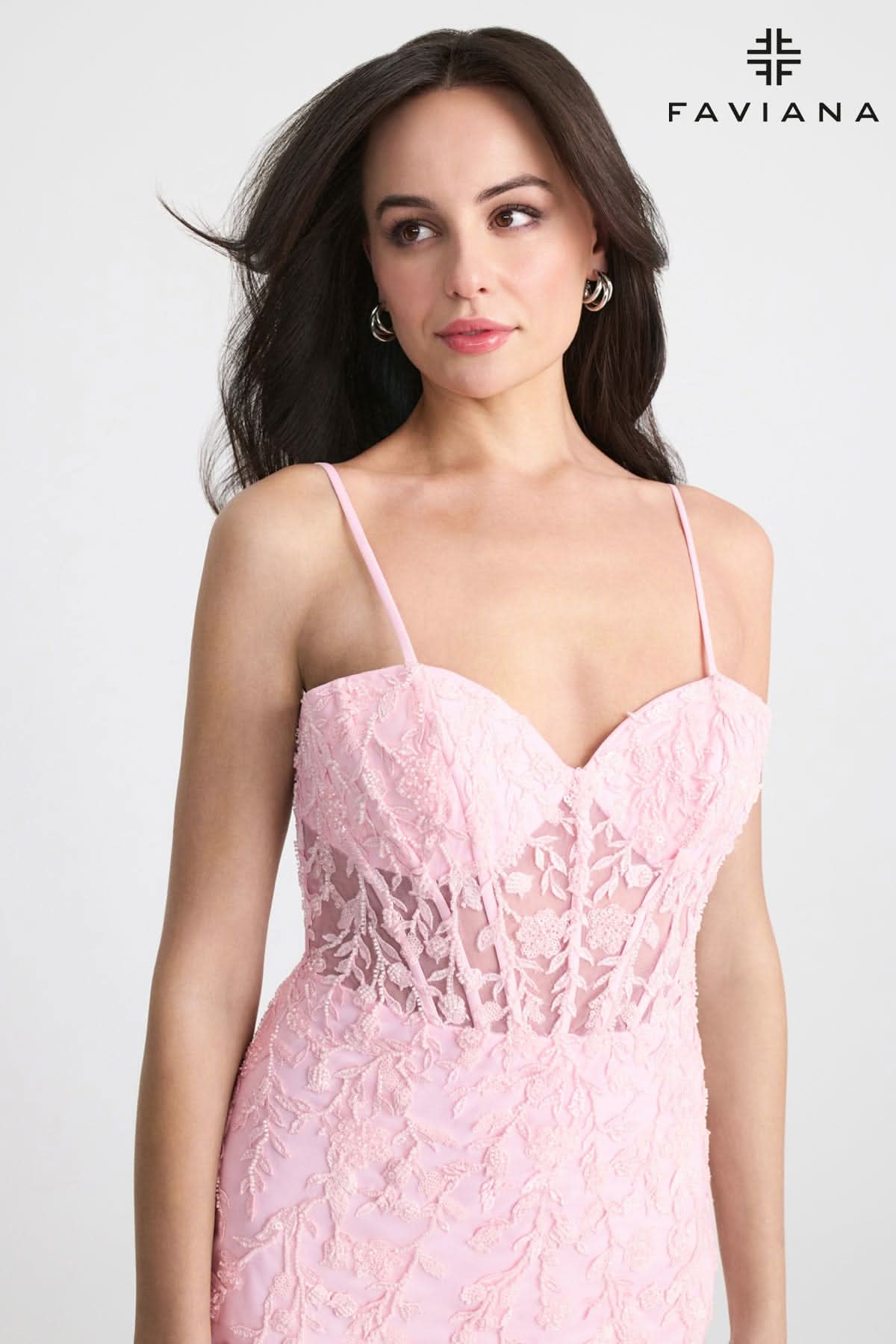 Faviana 11304E Fitted Lace Applique Homecoming Plus Size Cocktail Dress