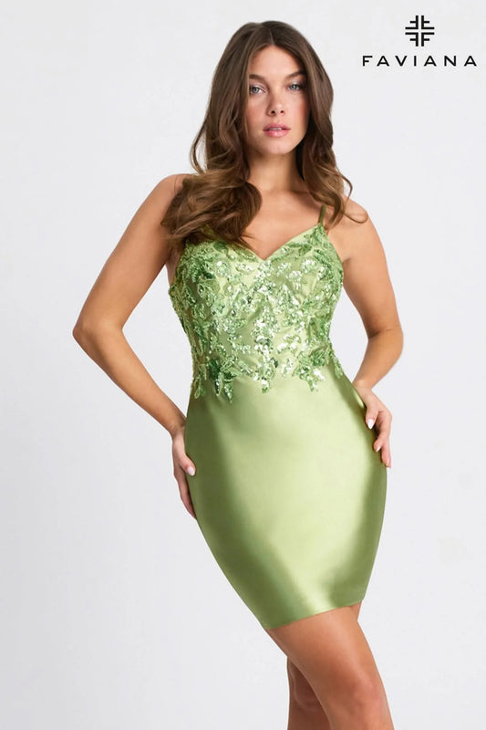 Homecoming Dresses Fitted Short Sequin Applique Cocktail Dress Sage