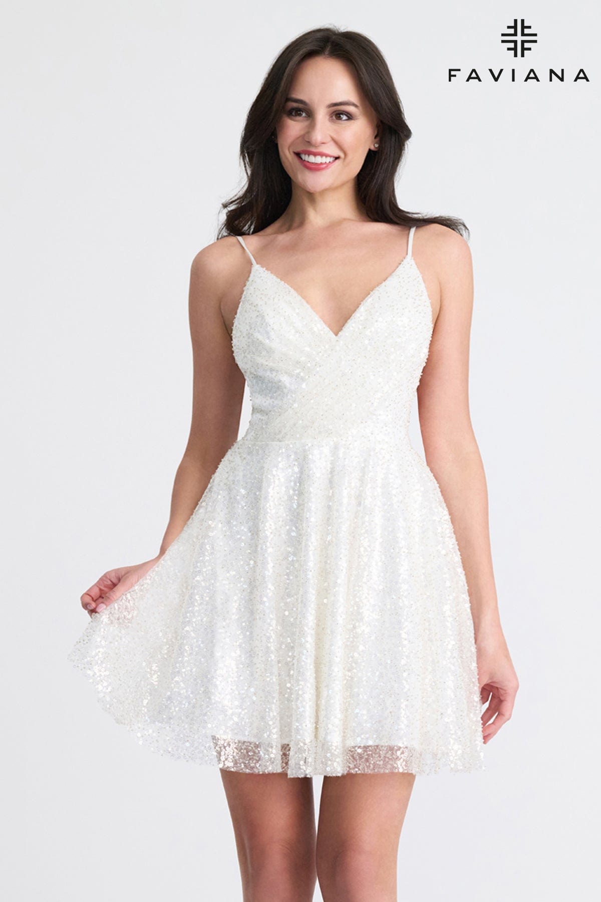 Faviana 11319 Homecoming Short A Line Sequin Cocktail Dress