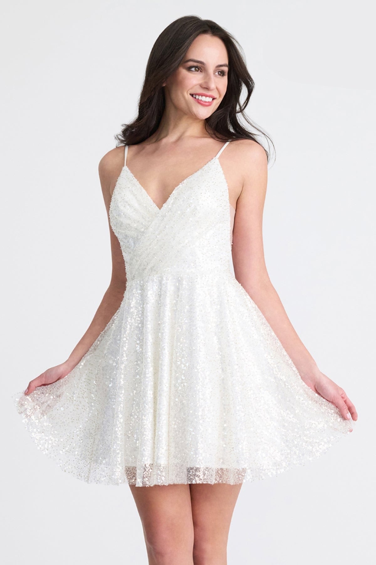 Homecoming Dresses Homecoming Short A Line Sequin Cocktail Dress Ivory
