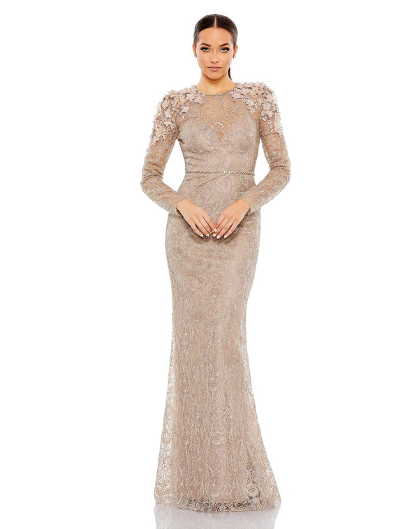 Floral Long Sleeve Dress Formal Prom Mac Duggal 11323