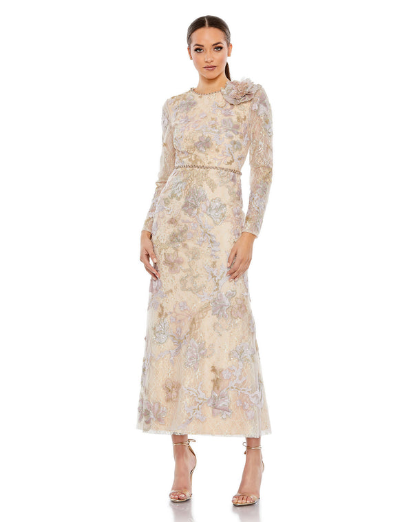 Long Sleeve Beaded Dress Formal Prom Mac Duggal 11329