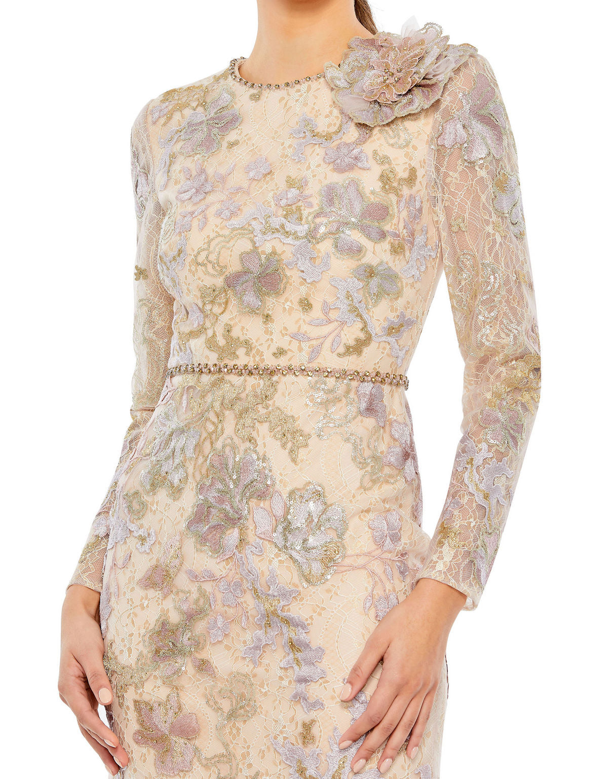 Mac Duggal 11329 Long Sleeve Beaded Formal Prom Dress