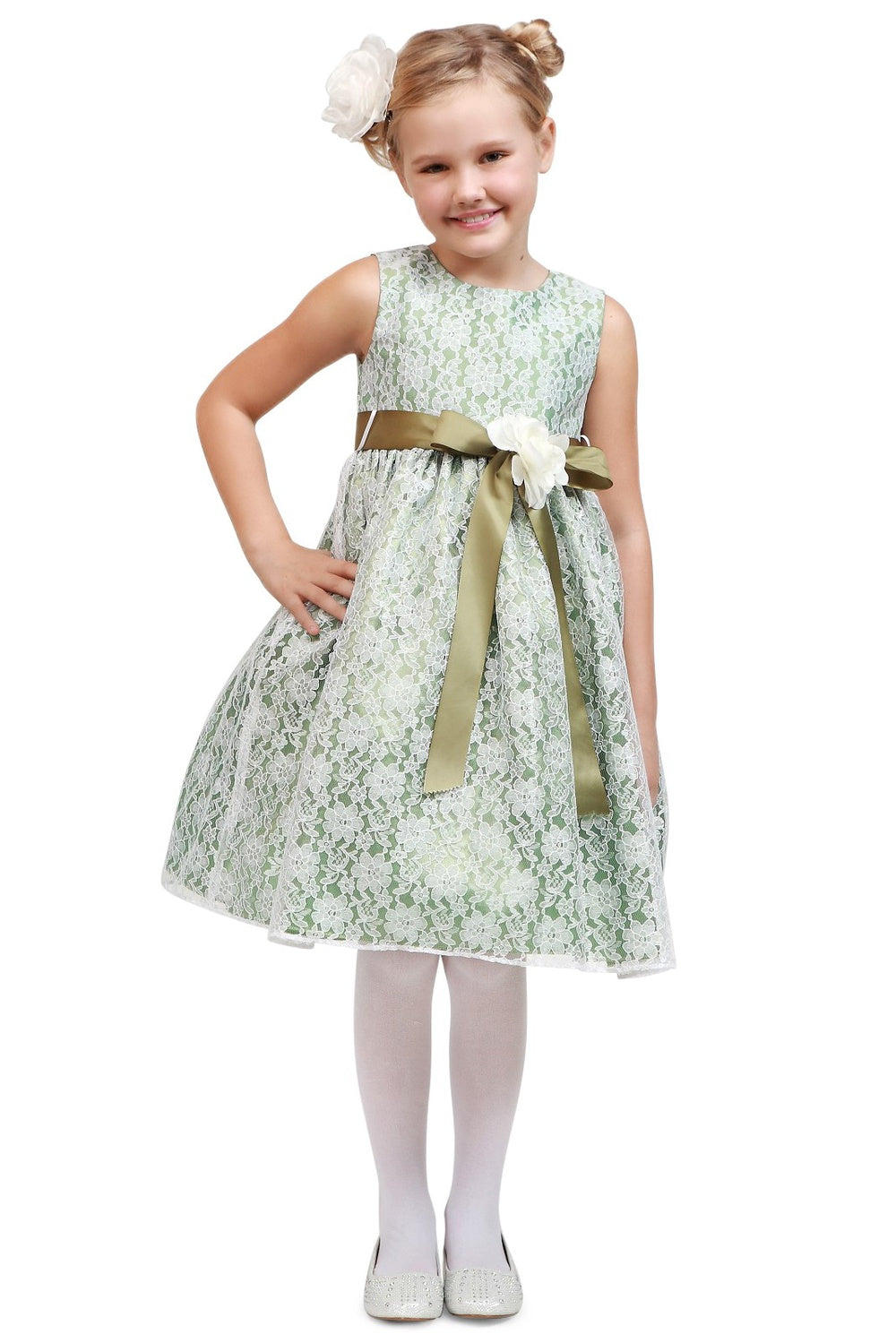 Flower Girl Dresses Short A Line Lace Flower Girl Dress Sage