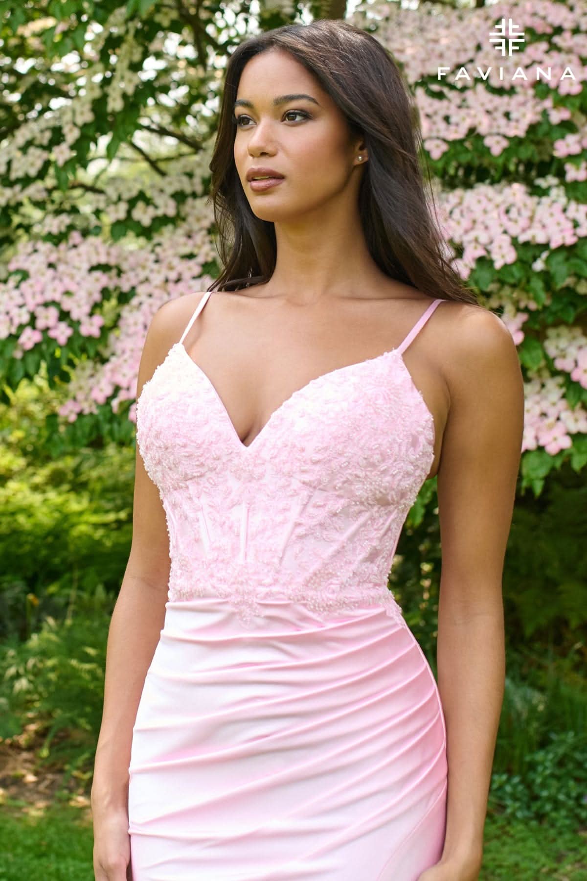 Prom Dresses Lace Applique Corset Prom Dress Light Pink