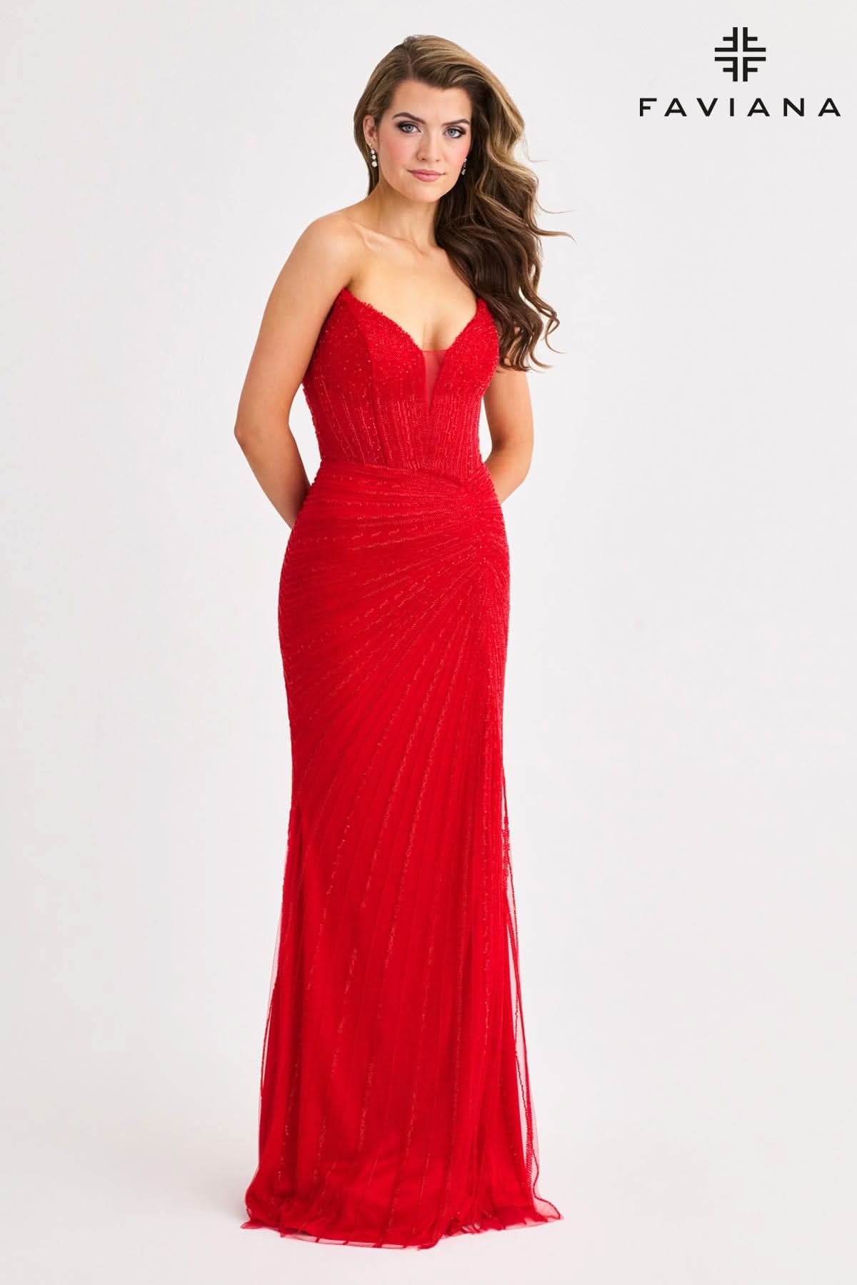 Prom Dresses Beaded Formal Long Prom Dress Red