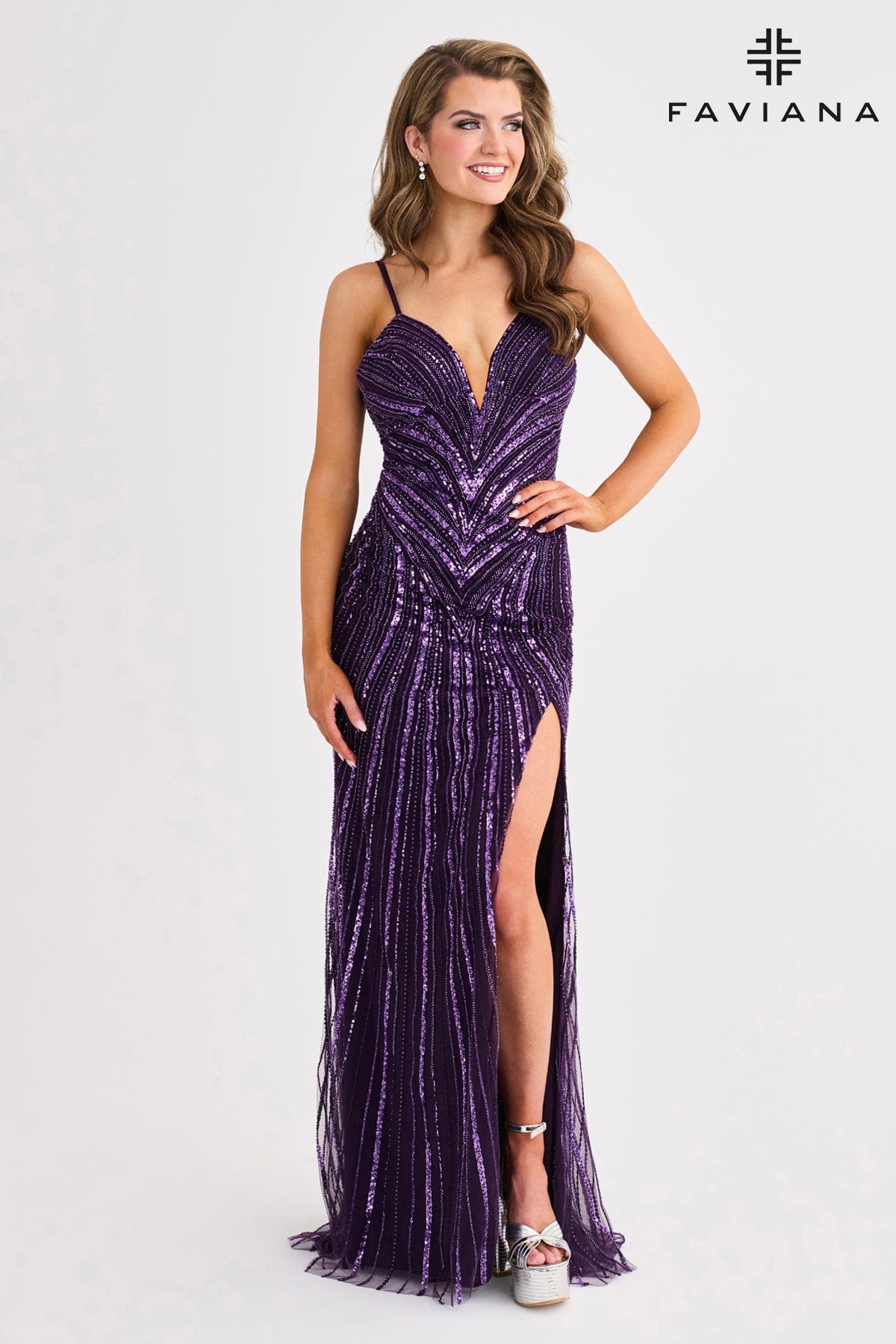 Prom Dresses Beaded Fitted Long Prom Fitted Dress Purple Amethyst