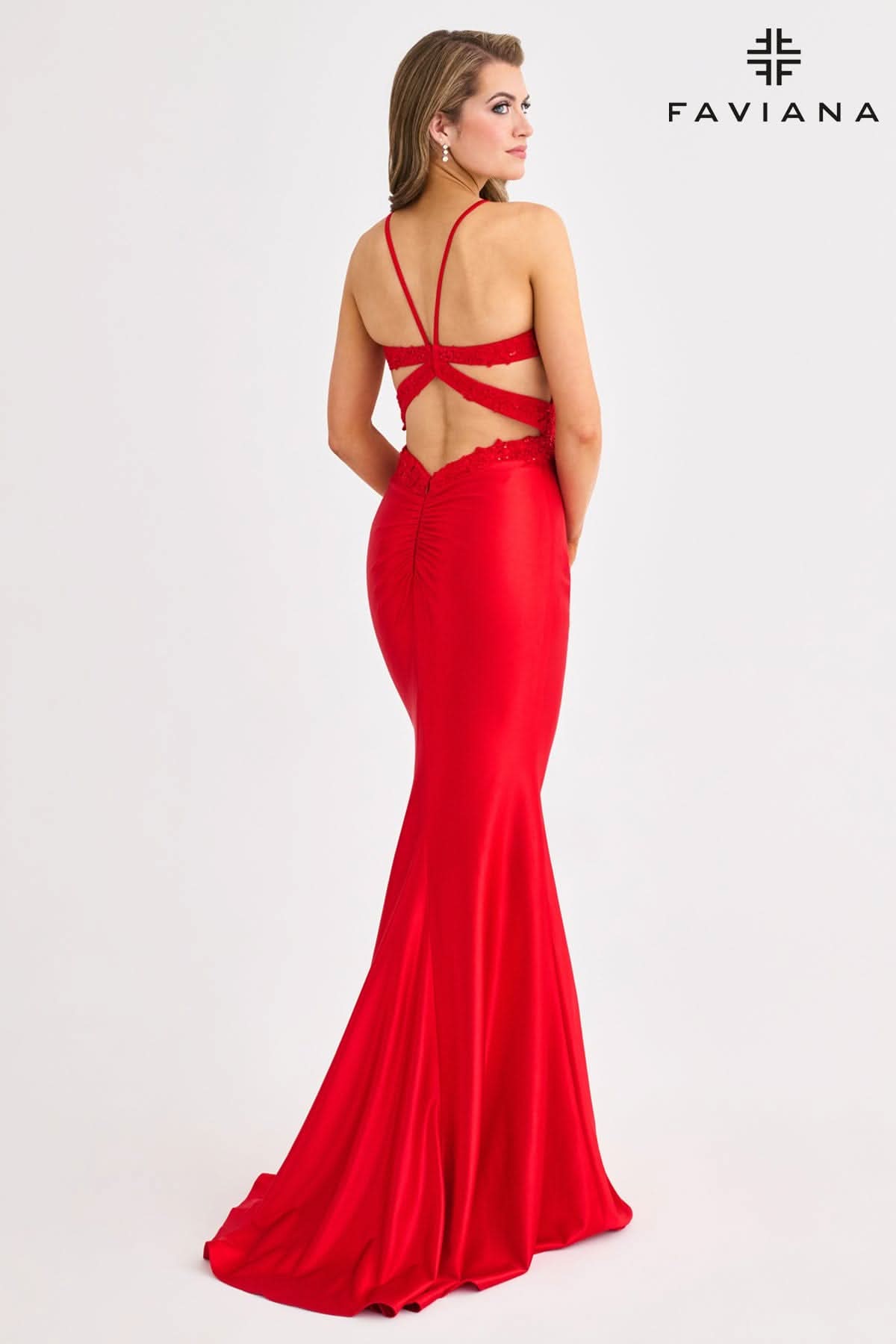 Prom Dresses Lace Applique Long Corset Prom Dress Red