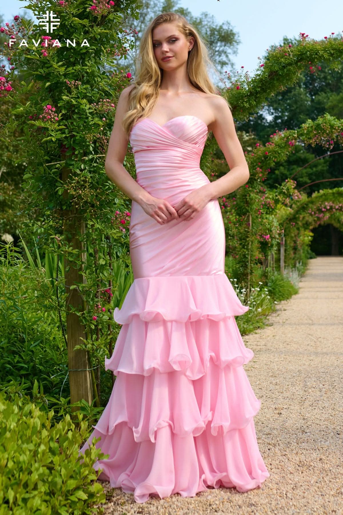 Prom Dresses Long Prom Ruffle Mermaid Dress Light Pink